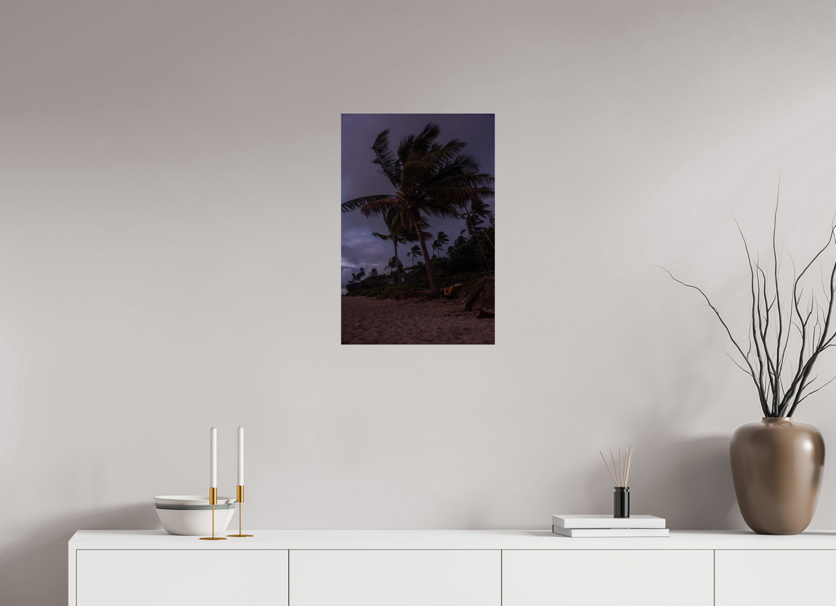 16 x 24″, Photo Print Under Acrylic Glass Palms Blowing in the Wind at Dawn