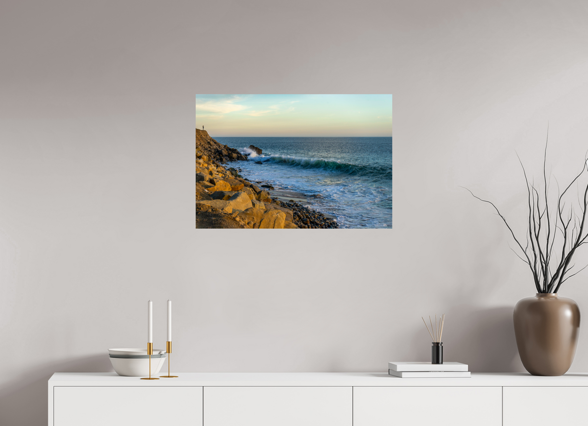 29.2 x 20″, Photo Print On Fuji Crystal DP II Out on the Horizon Golden Glow Ocean Photography