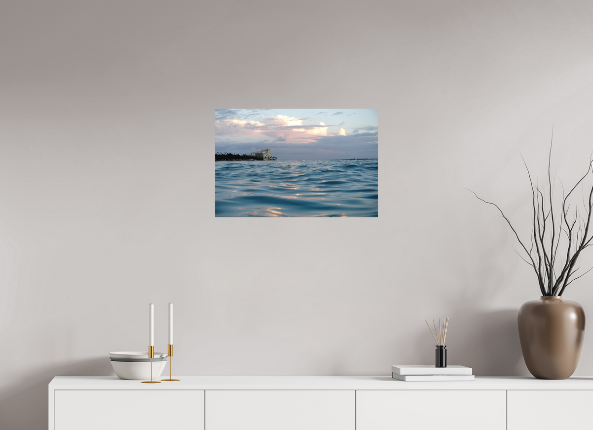 24 x 16″, Photo Print On Fuji Crystal DP II in the Water at Sunset-Photograph from the ocean at sunset in Waikiki