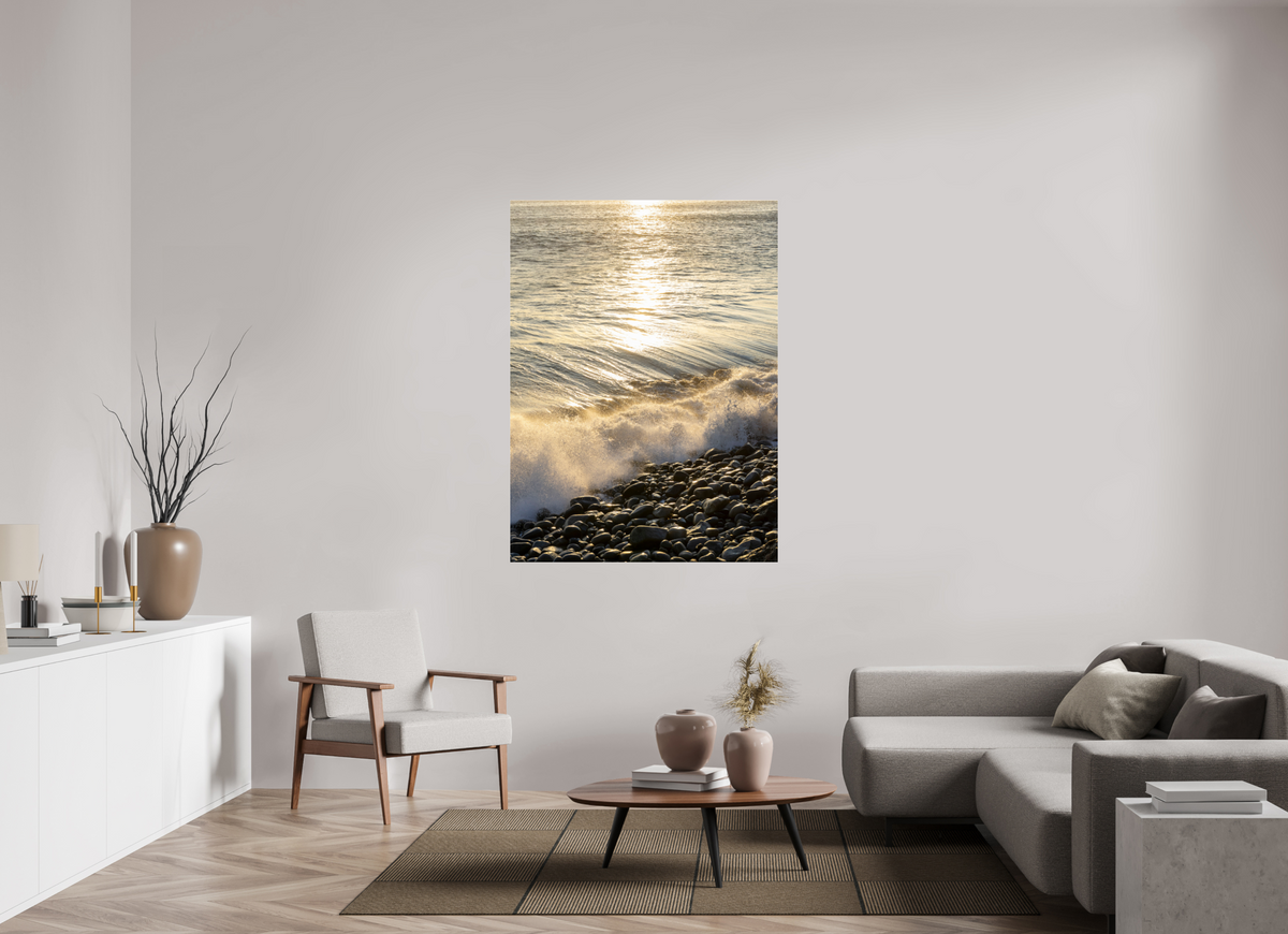 43 x 58.1″, Photo Print Under Acrylic Glass Golden Sparkles at Point Dume Sunset Photography