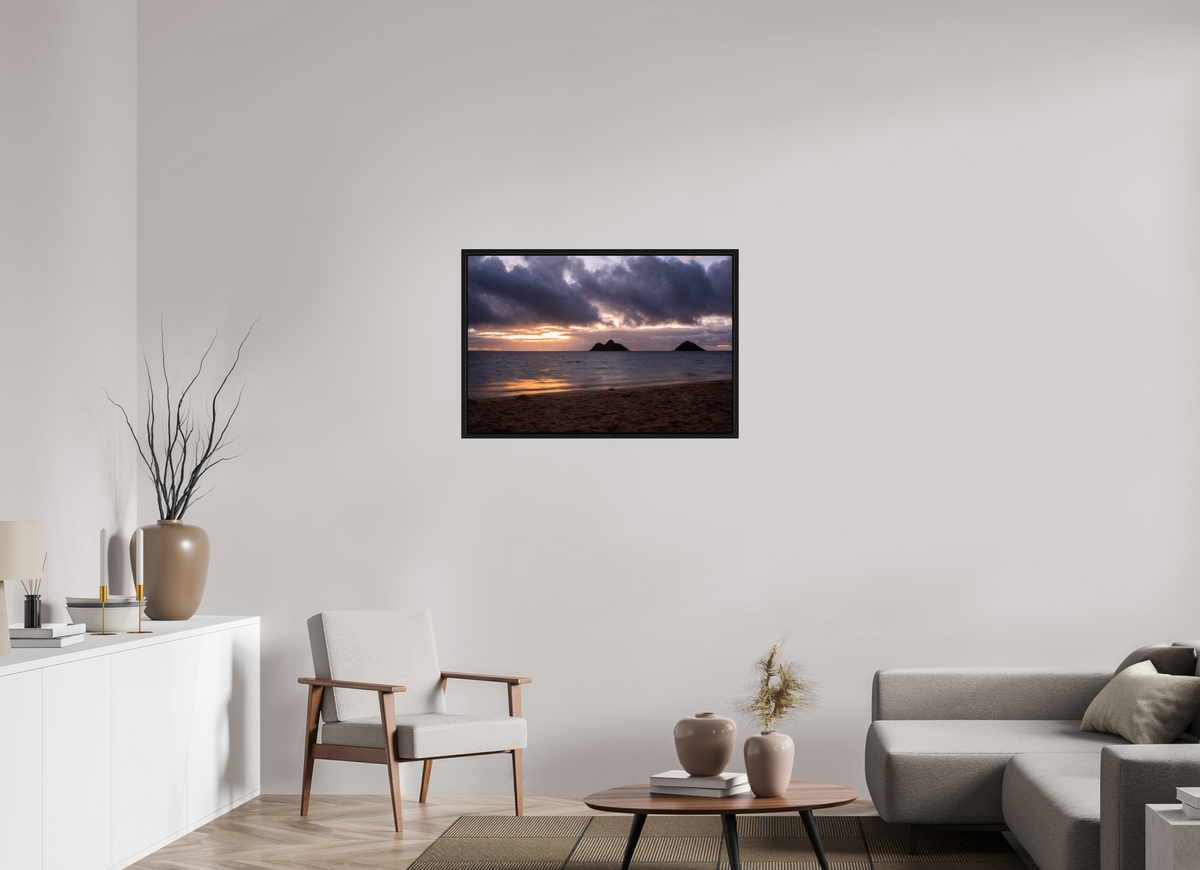 36 x 24″, Floater Frame Golden Treasure Windward Oahu Oceanscape