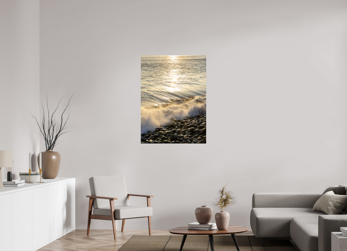 31 x 41.9″, Photo Print On Fuji Crystal DP II Golden Sparkles at Point Dume Sunset Photography
