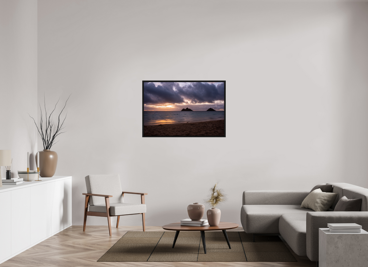 45 x 30″, Floater Frame Golden Treasure Windward Oahu Oceanscape