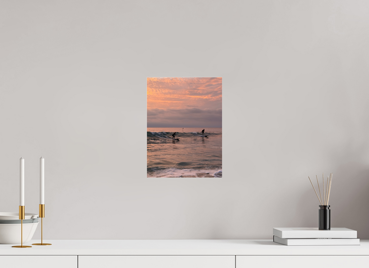 9 x 12″, Photo Print Under Acrylic Glass "Couples the Surf Together..." Sunset Surf Photography