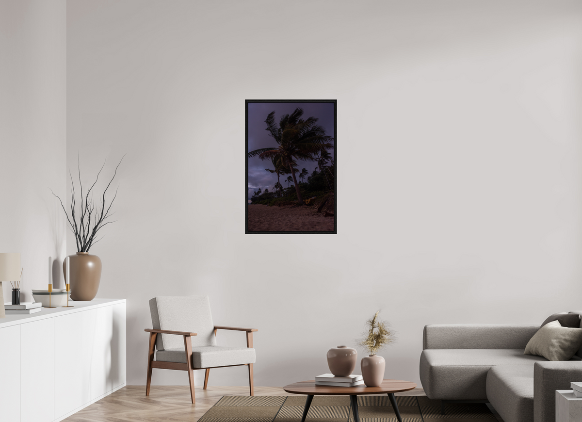 24 x 36″, Floater Frame Palms Blowing in the Wind at Dawn