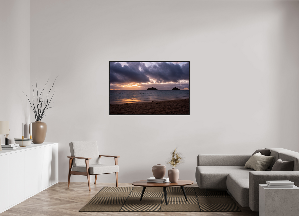 54 x 36″, Floater Frame Golden Treasure Windward Oahu Oceanscape