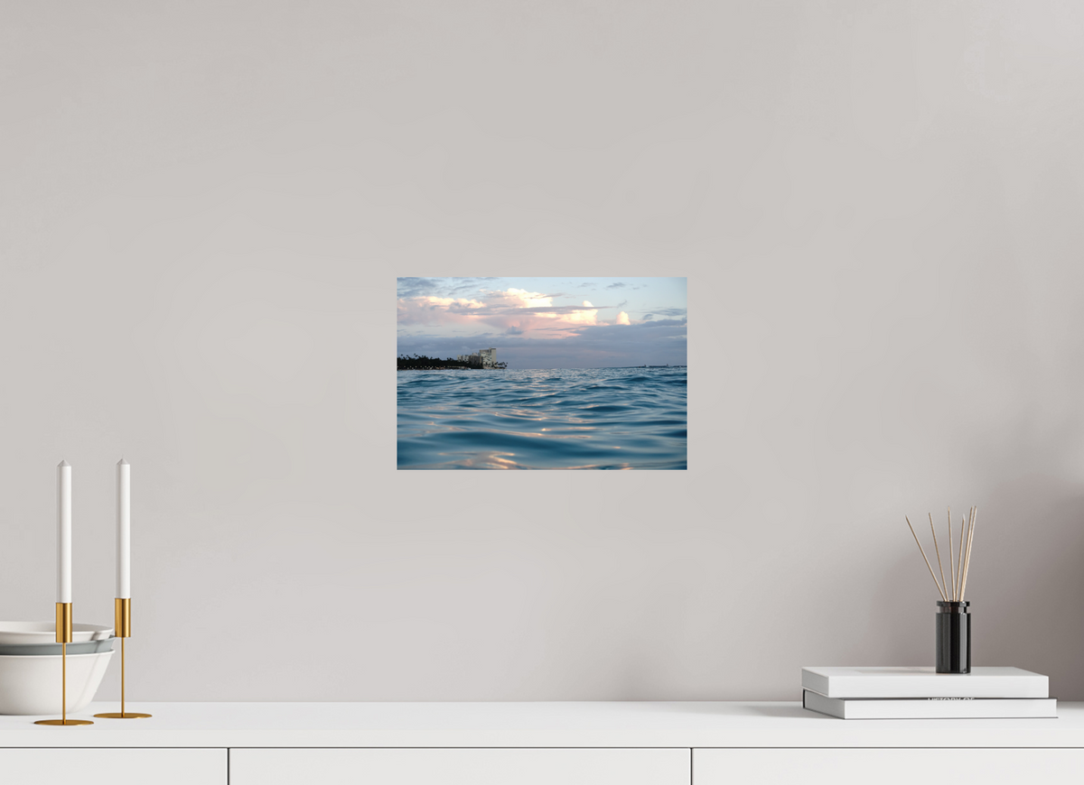 12 x 8″, Photo Print On Fuji Crystal DP II in the Water at Sunset-Photograph from the ocean at sunset in Waikiki