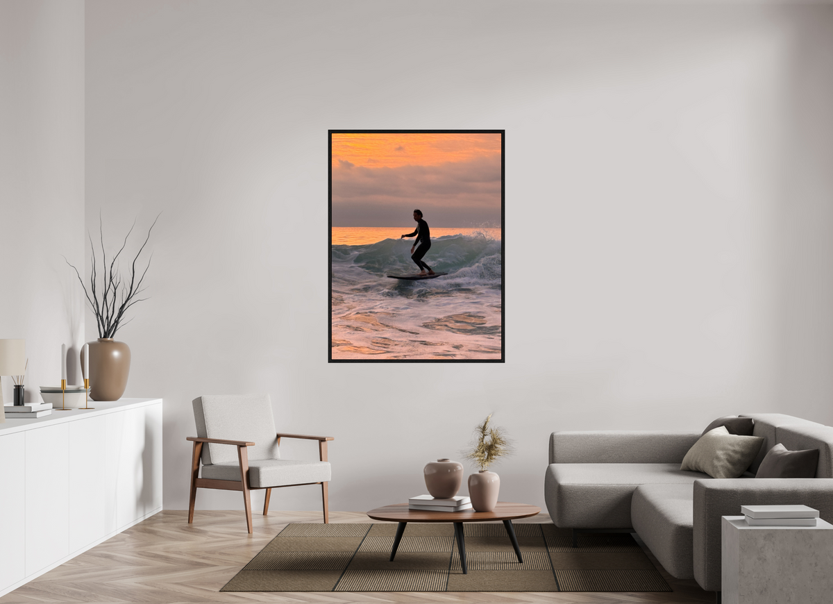 42 x 56″, Floater Frame "Free Ride" Sunset Surf Photography