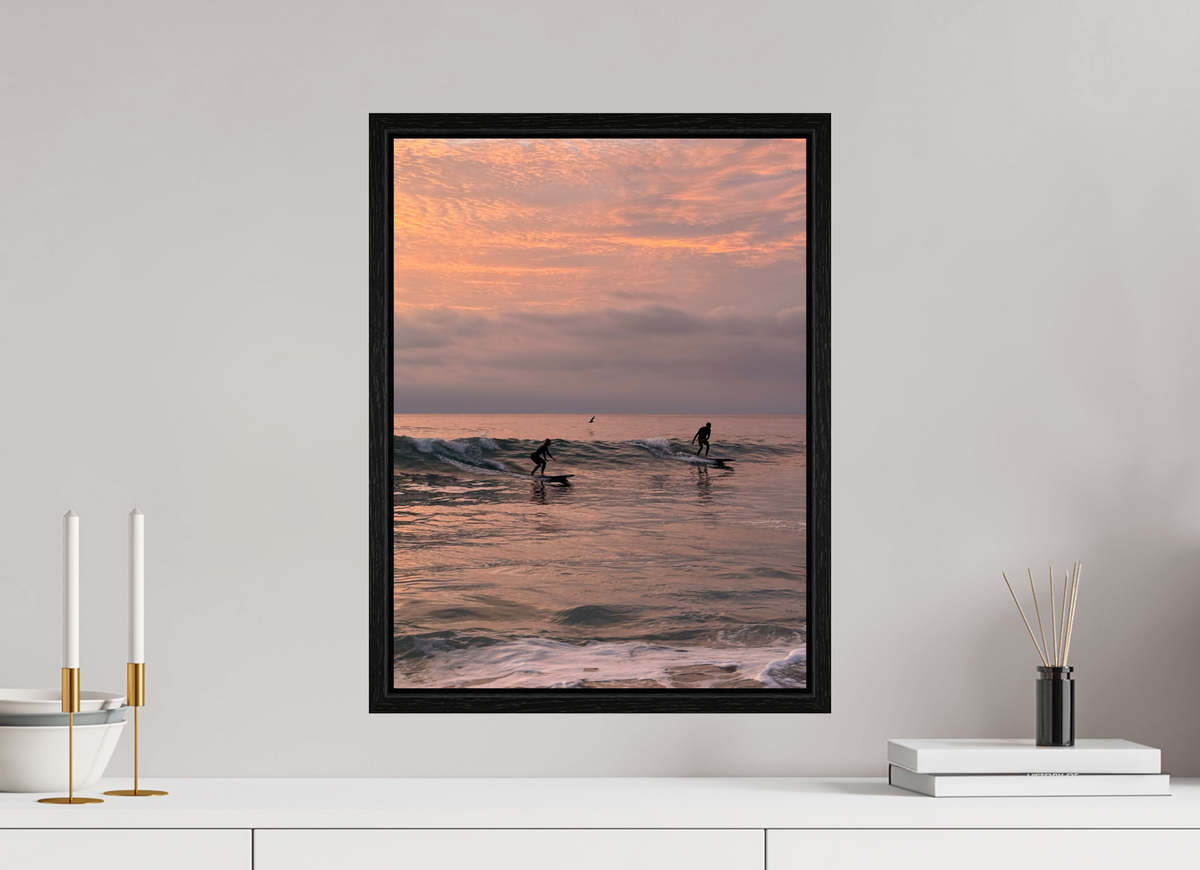 15 x 20″, Floater Frame "Couples the Surf Together..." Sunset Surf Photography